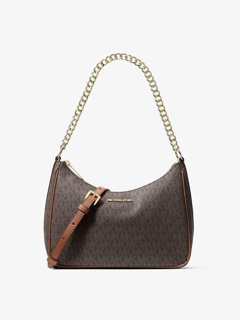 Michael Kors Signature Monogram Convertible Chain Shoulder Bag