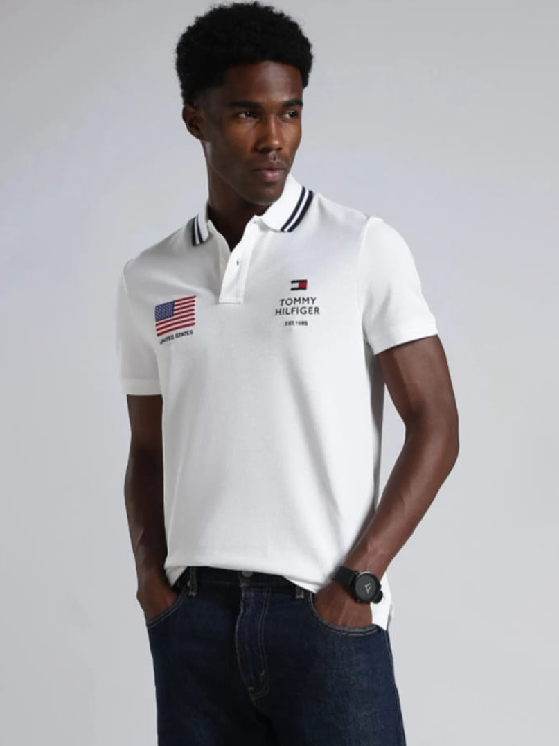 Tommy Hilfiger Men's US Flag Graphic Polo Shirt
