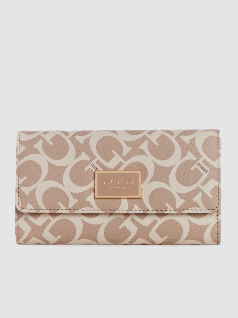 GUESS Women's Laurel Oversized 4G Logo Flap Organizer Wallet – Beige / Cream