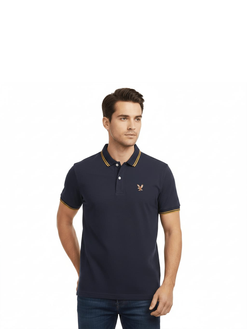 Deep Navy Blue Polo Shirt with yellow tipping