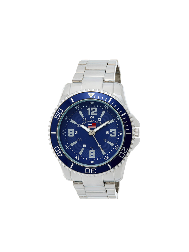 U.S. Polo Assn. Men's Diver Style Stainless Steel Watch – Navy Blue / Silver