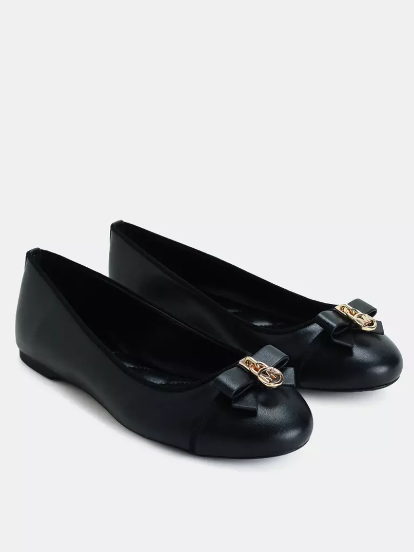 Michael Kors Women's Lillie Bow Leather Ballet Flats