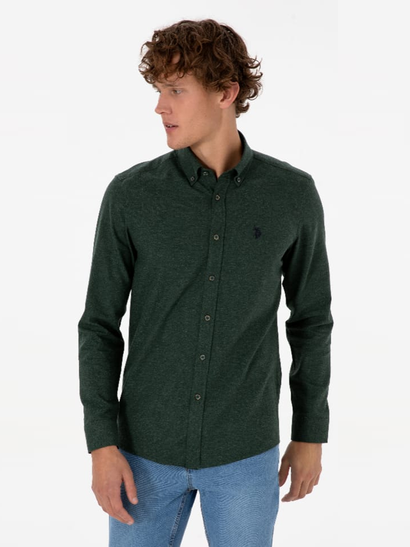 U.S. Polo Assn. Men’s Forest Green Long-Sleeve Button-Down Shirt