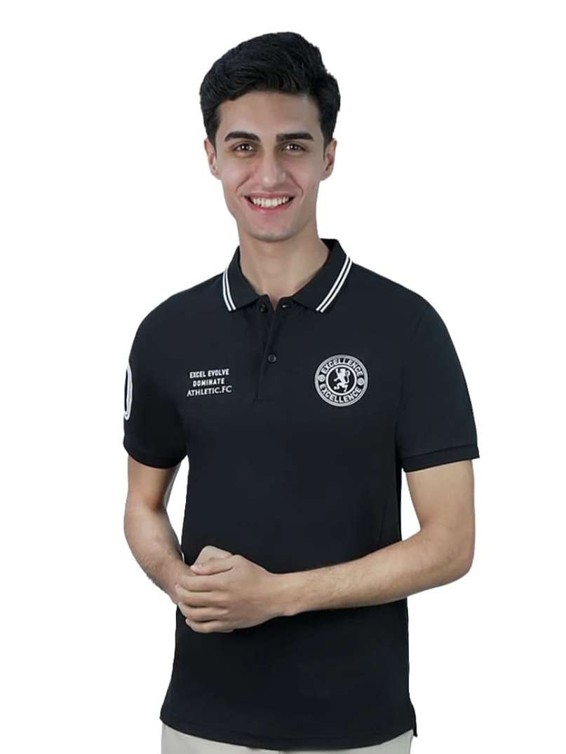 Classic Giordano Black Polo Shirt with white graphic accents
