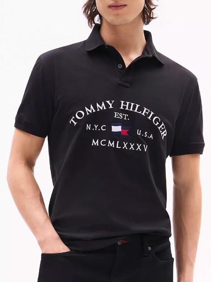 Classic Tommy Hilfiger black polo shirt