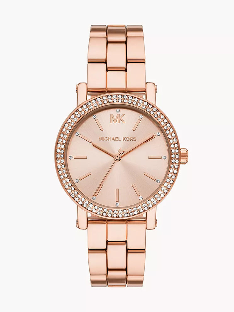 Michael Kors Rose Gold-Tone Crystal Watch