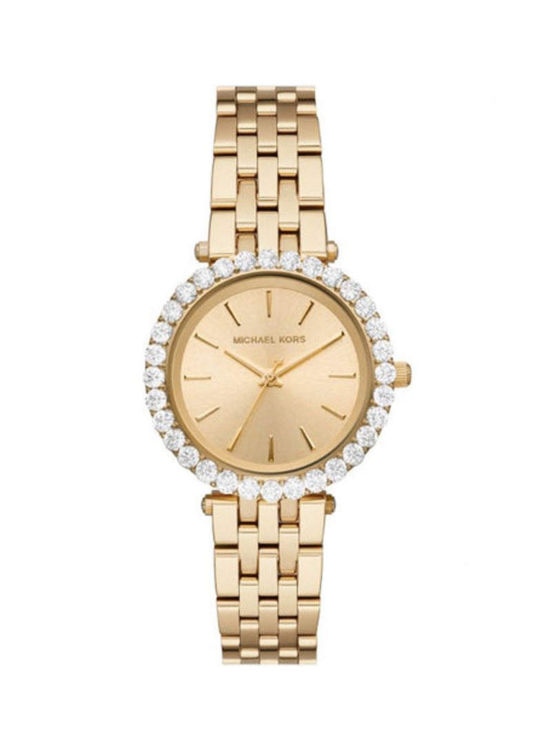 Michael Kors Gold-Tone Crystal-Encrusted Bezel Watch