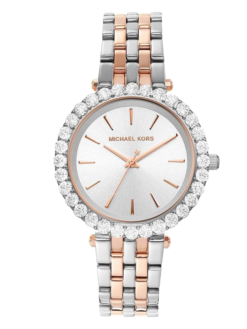 Michael Kors Two-Tone Silver & Rose Gold Large Crystal Watch