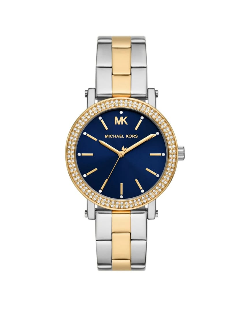 Michael Kors Two-Tone Silver & Gold Navy Dial Crystal Watch