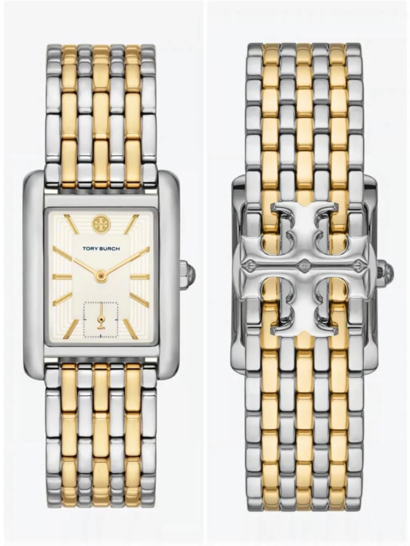 Tory Burch Eleanor Rectangular Two-Tone Bracelet Watch