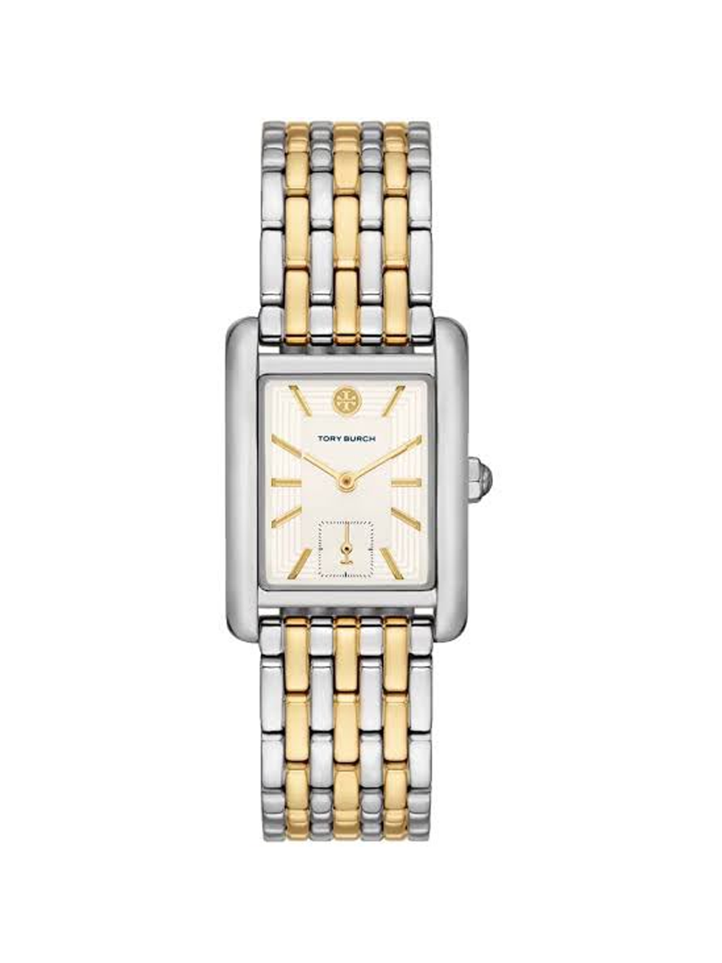 Tory Burch Eleanor Rectangular Two-Tone Bracelet Watch