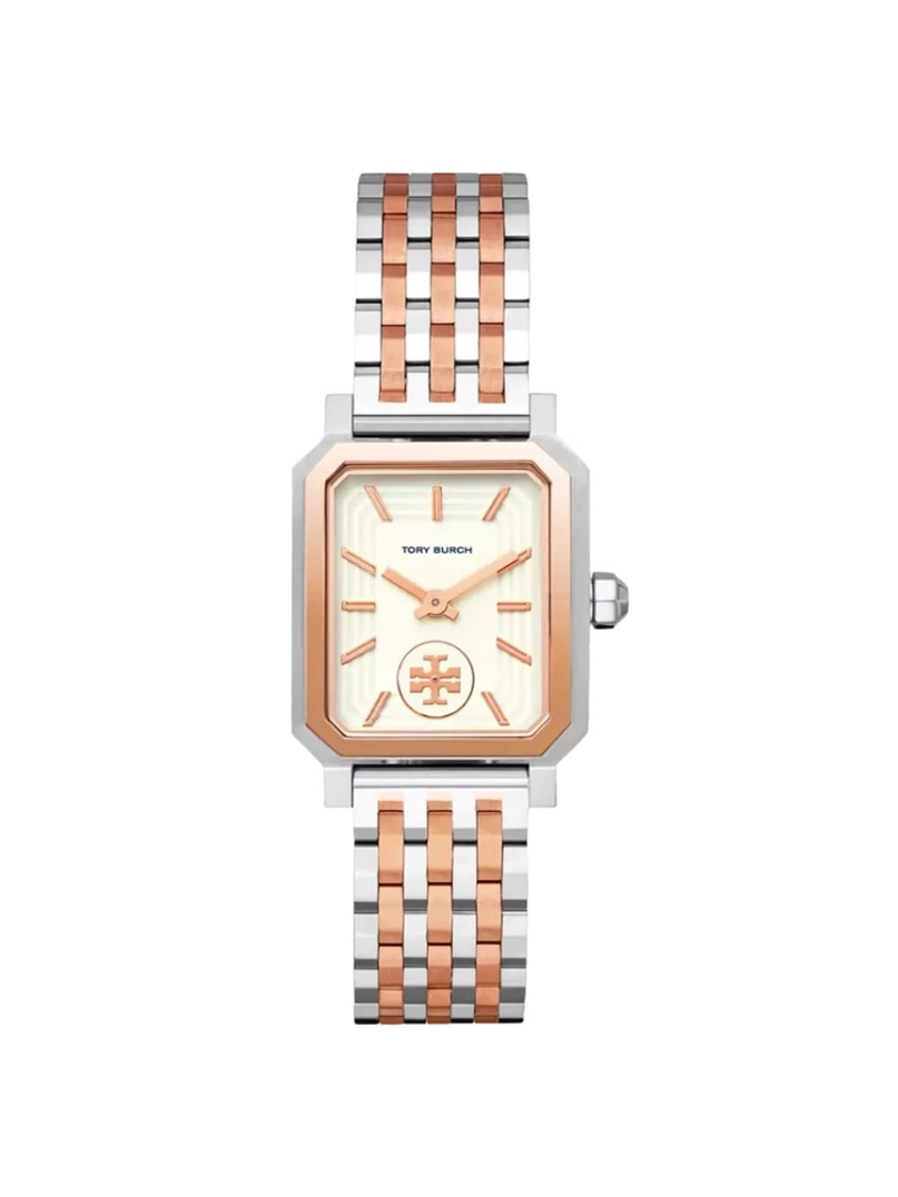 Tory Burch Eleanor Octagonal Two-Tone Rose Gold & Silver Bracelet Watch