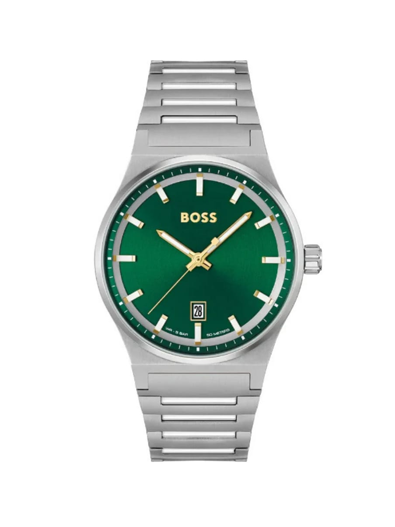 Hugo Boss Silver-Tone Green Dial Integrated Watch