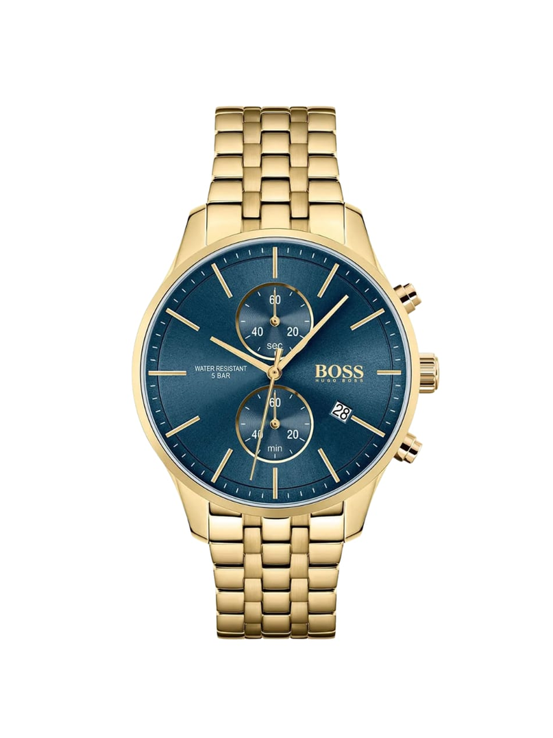 Hugo Boss Gold-Tone Blue Dial Chronograph Watch
