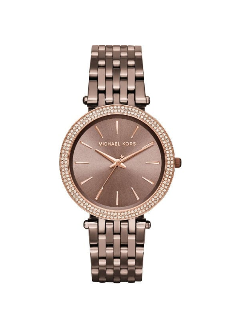 Michael Kors Brown / Bronze-Tone Crystal Bezel Watch